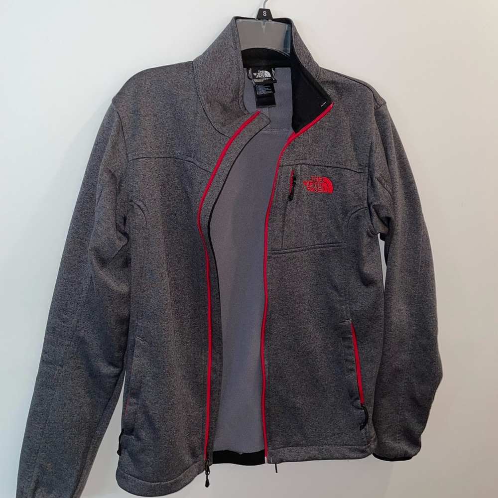 The North Face Men's Charcoal Jacket with Red Trim